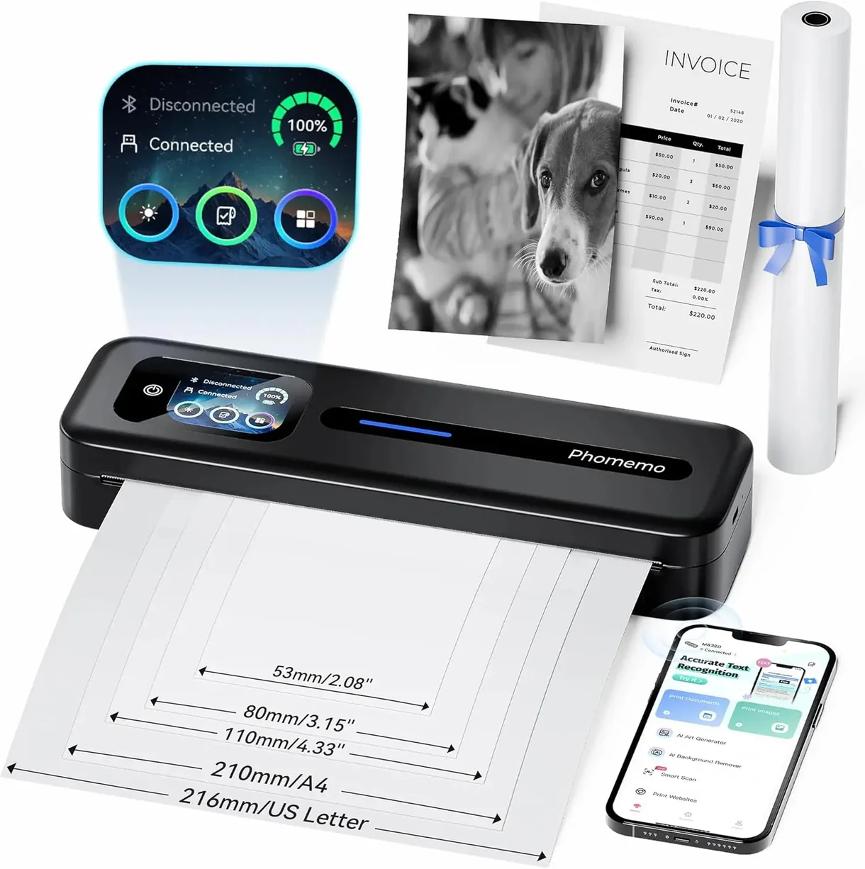 Phomemo Thermal Portable Printer M832D Upgraded Direct Touchscreen