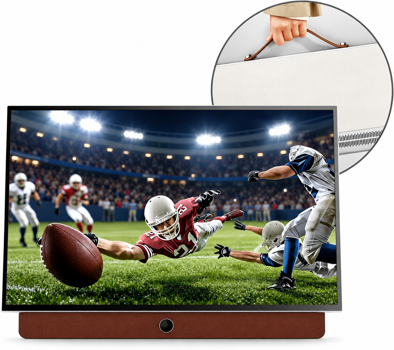 24-Inch Portable Google TV with HDR10 and Leather Frame
