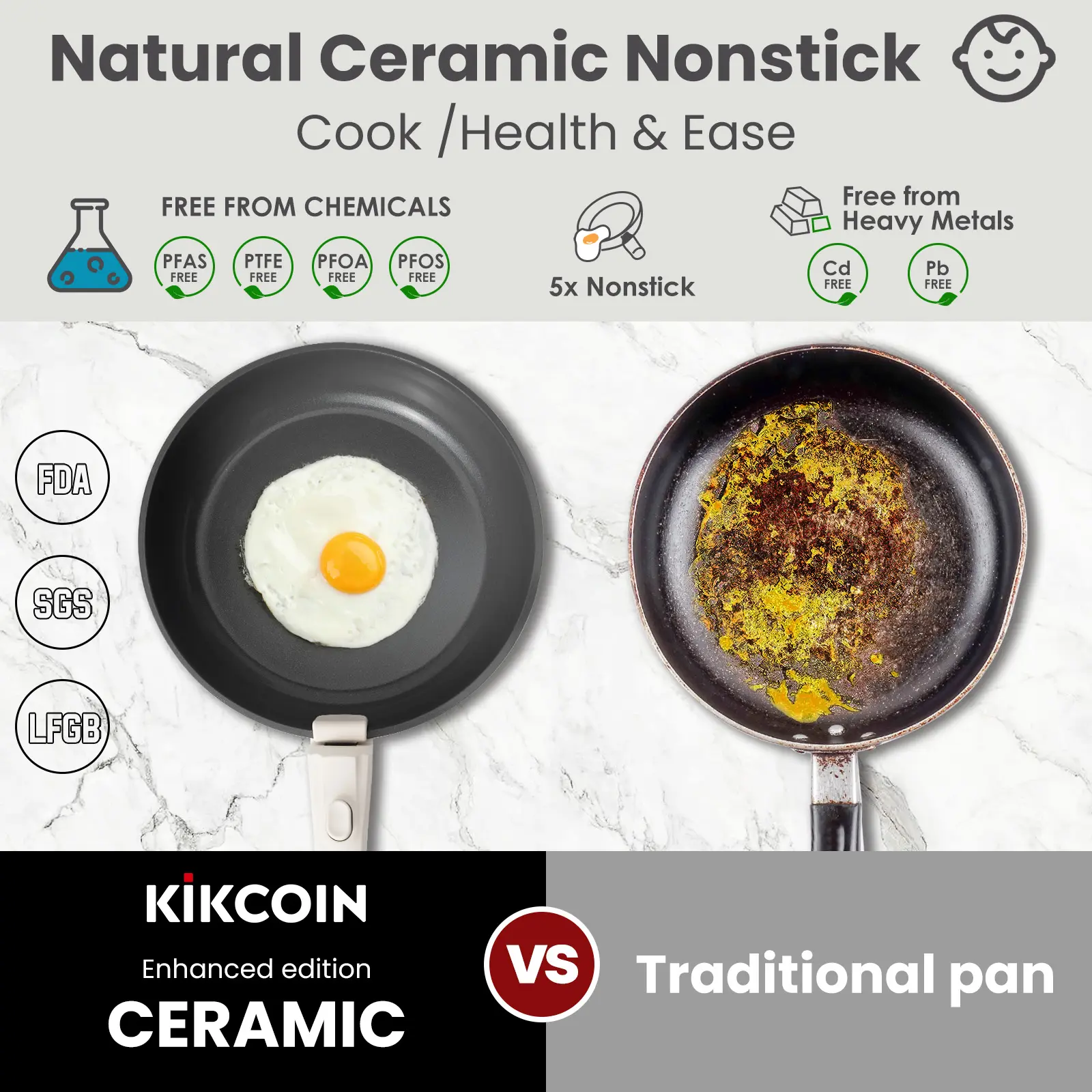 Ceramic Pro 22pcs Non-Stick Cookware Set with Detachable Handles