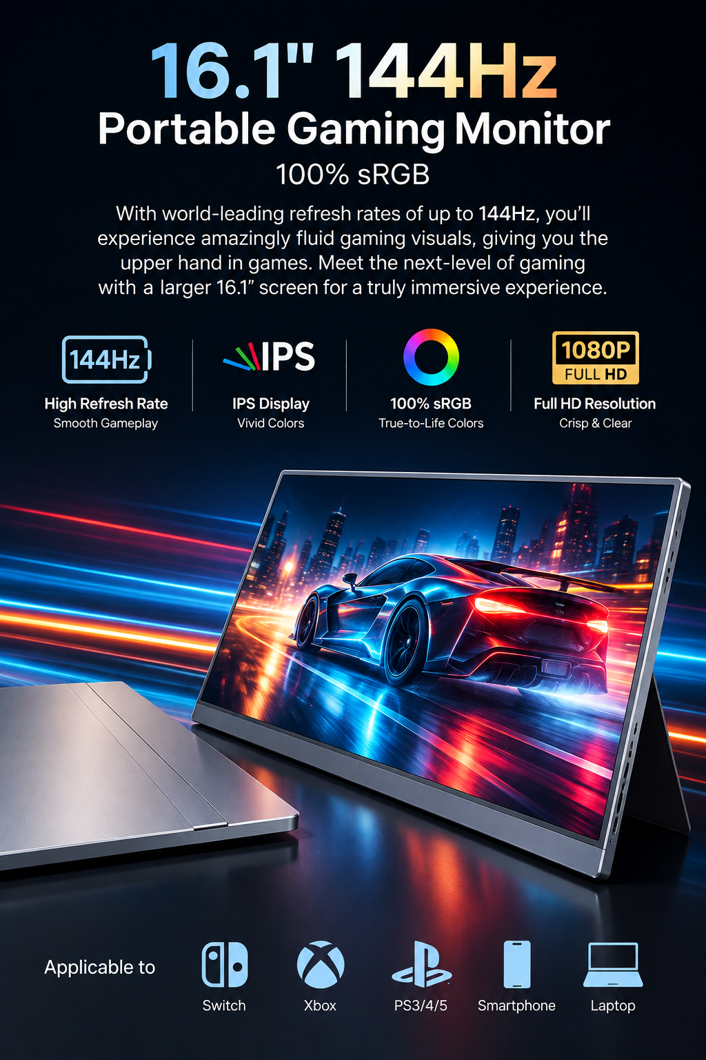 Thin lightweight portable monitor