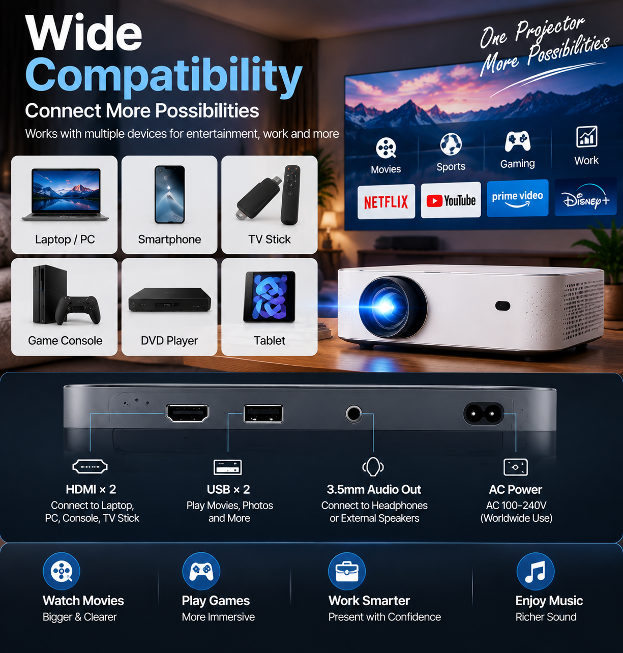 Native 1080P Bluetooth Projector - Standard