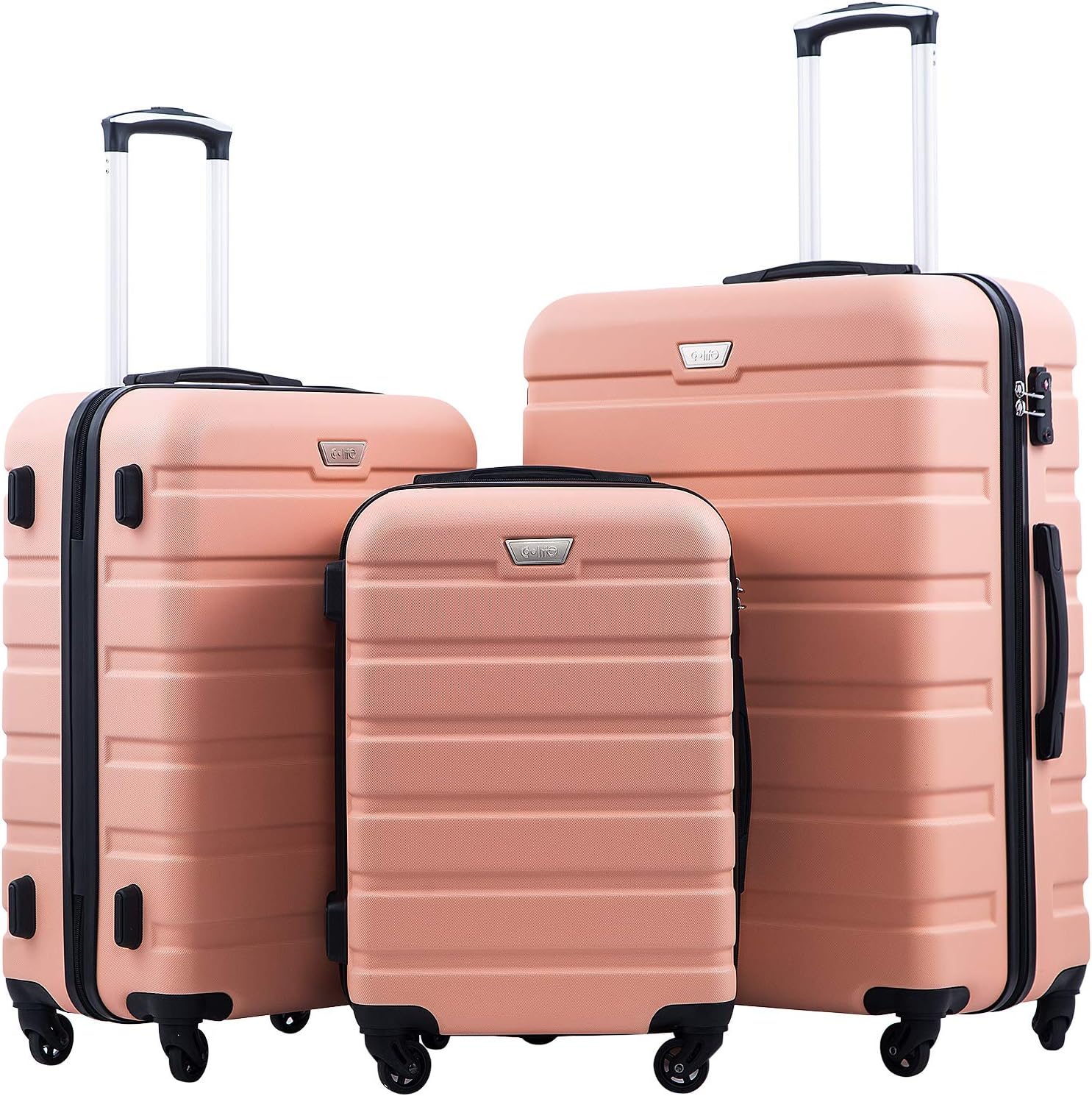 Coolife Luggage 3 Piece Set Suitcase Spinner Hardshell Lightweight TSA Lock