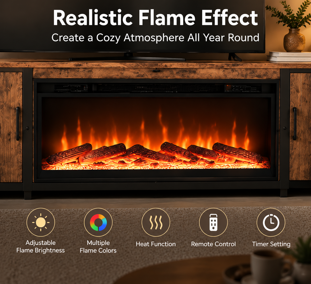 Fireplace TV Stand Storage