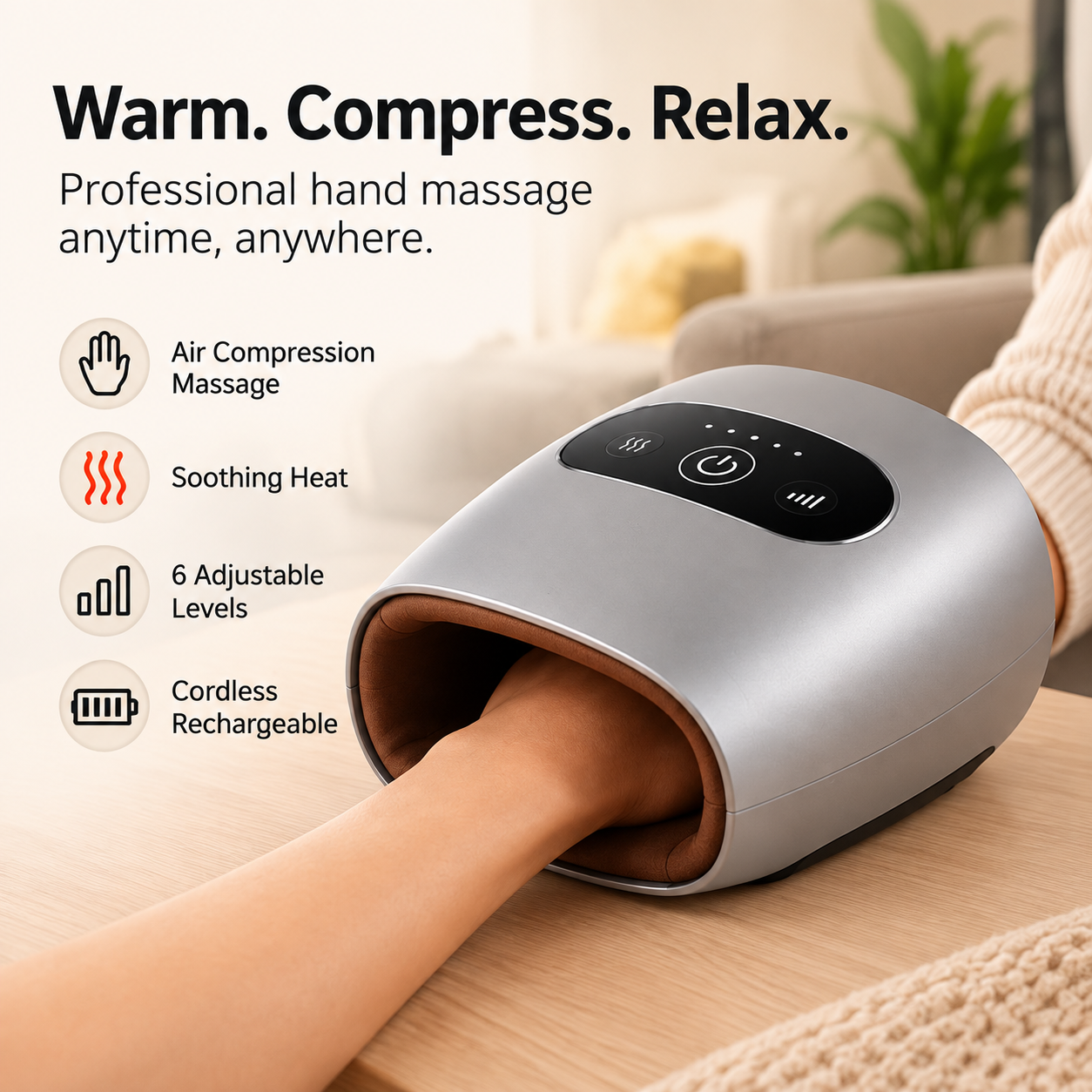Six adjustable massage levels