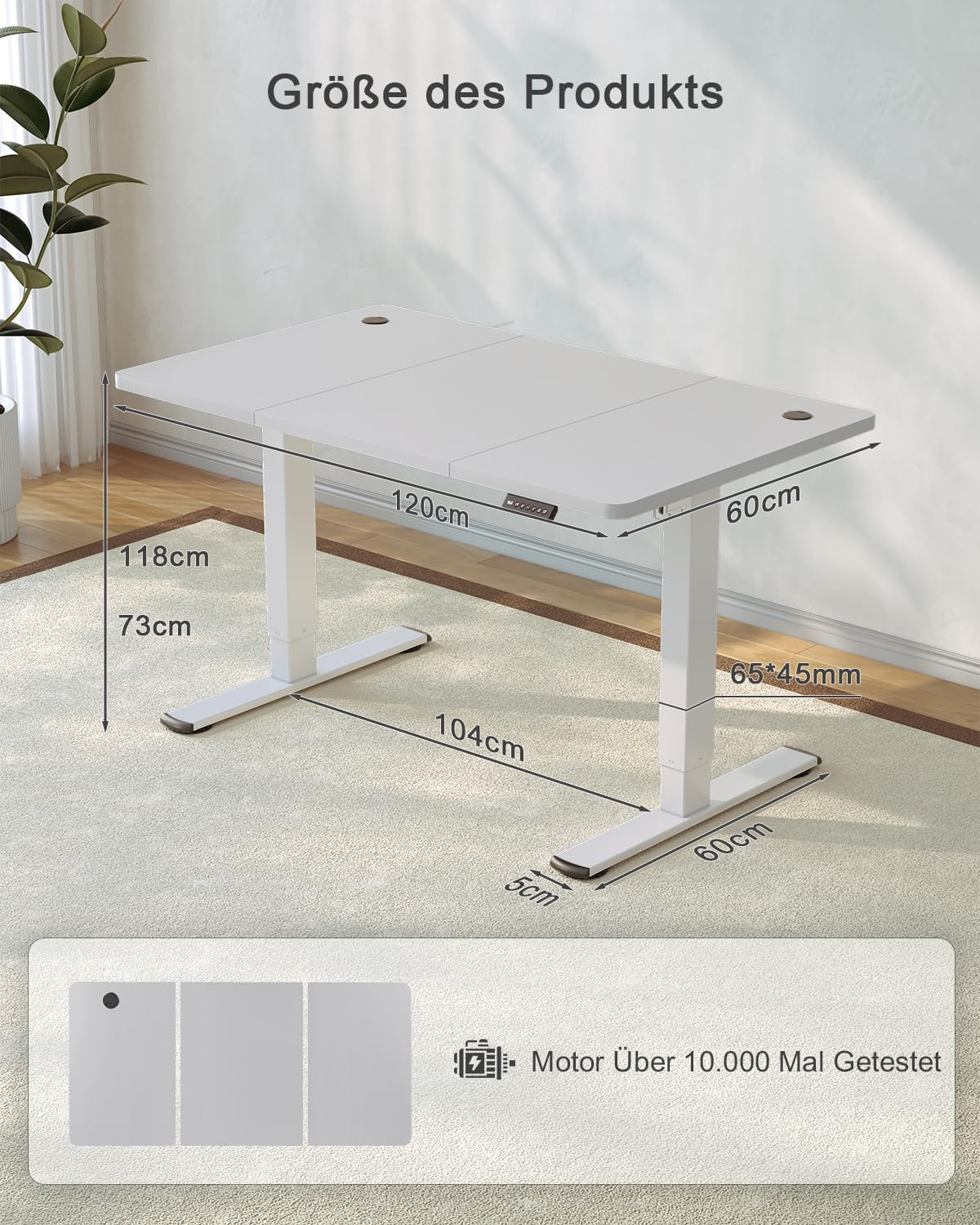 JUMMICO Height-Adjustable Desk with USB Charging Port, 120 x 60 cm, Electric Desk, Standing Seat, Table, Adjustable Computer Desk, Grey