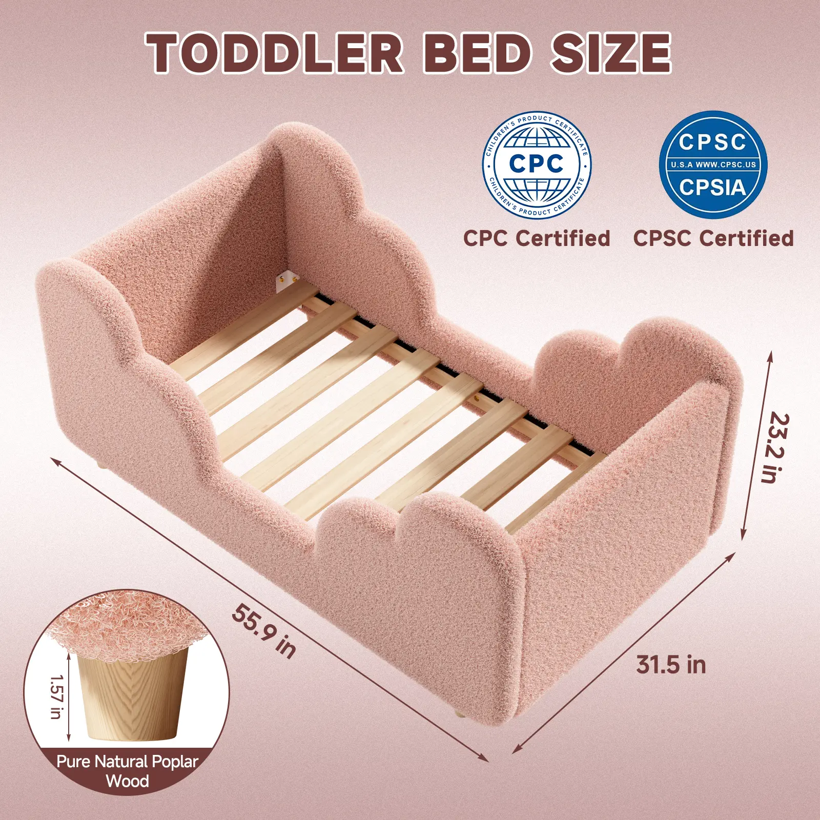 Toddler Bed Frame with Safety Railing
