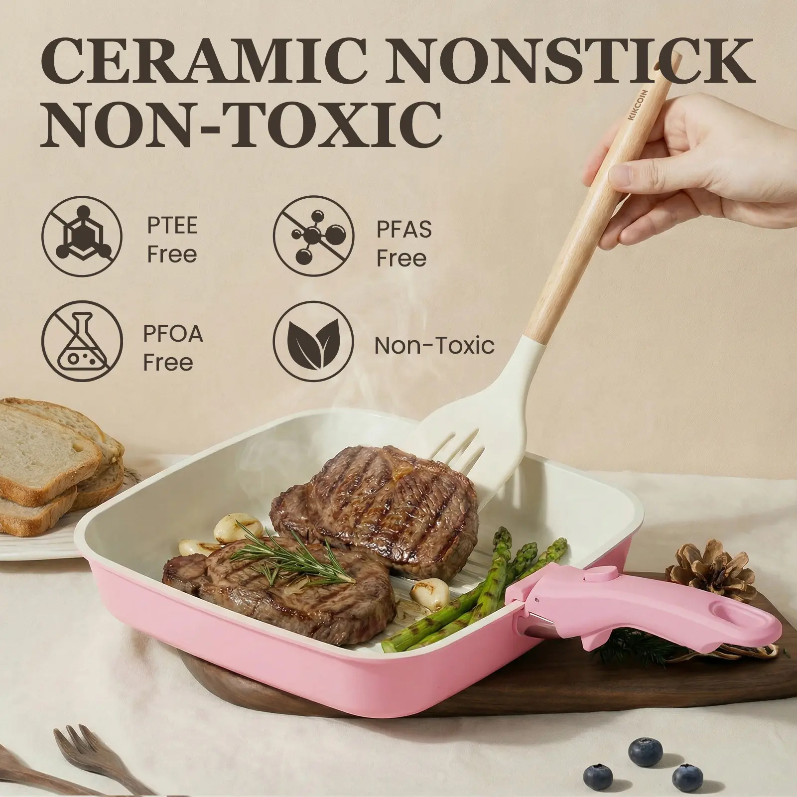Ceramic Pro 22pcs Non-Stick Cookware Set with Detachable Handles