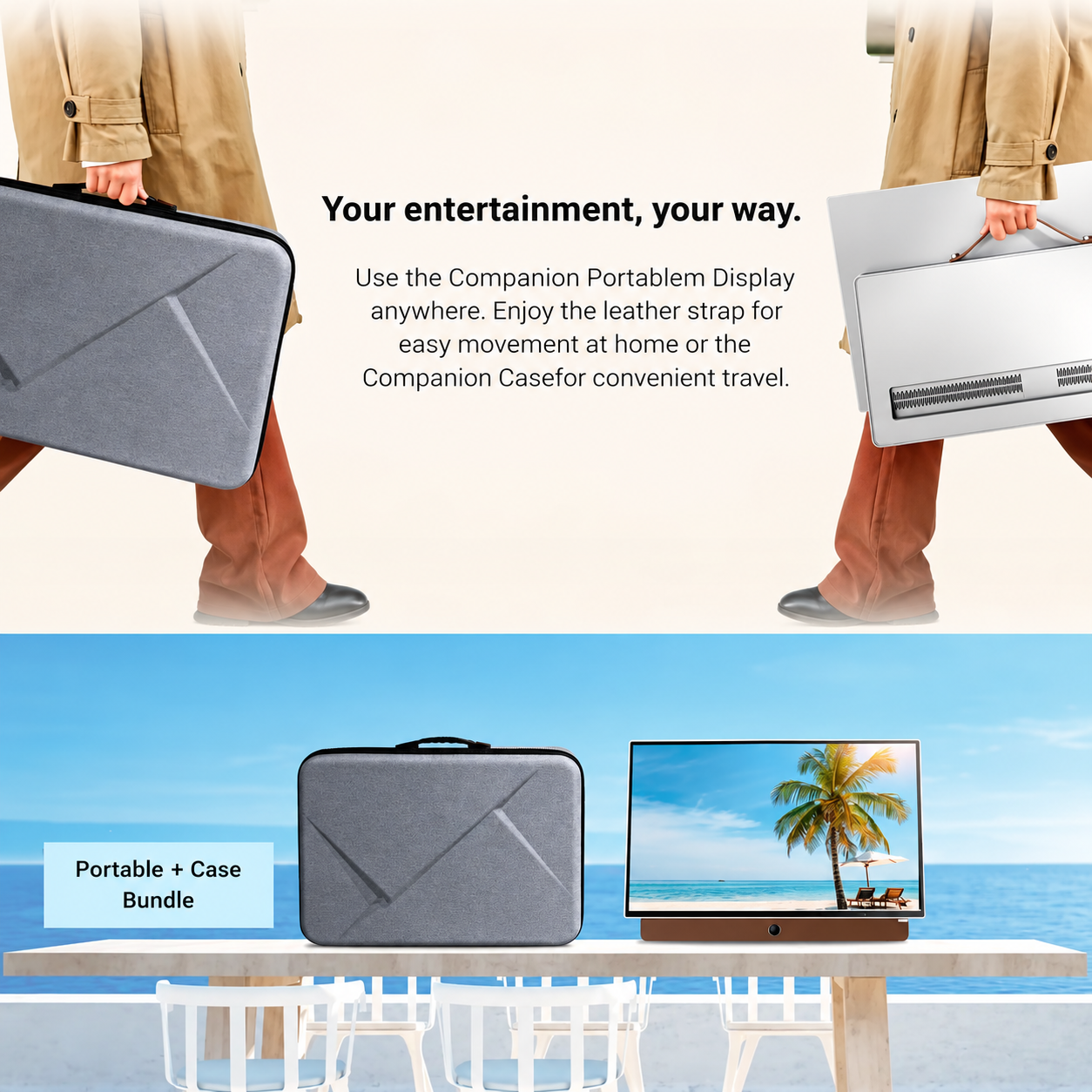 24-Inch Portable Google TV with HDR10 and Leather Frame
