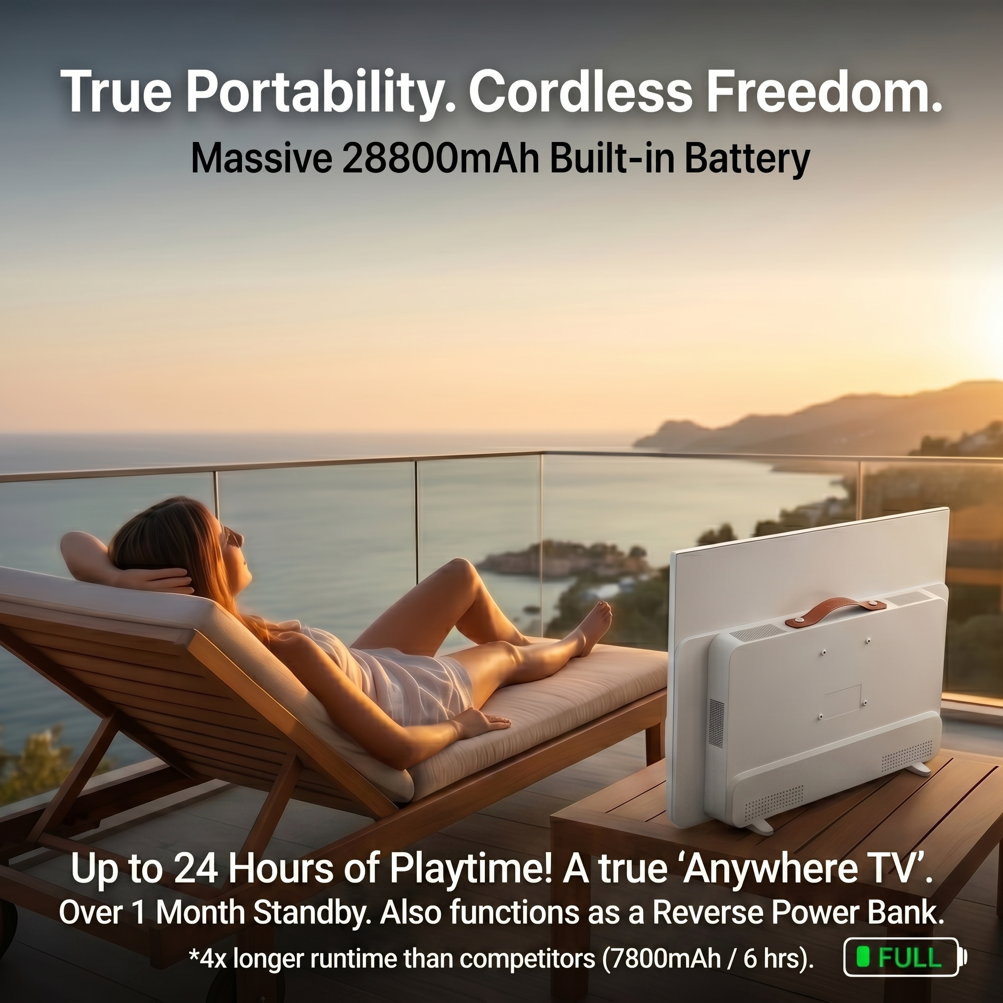 🎉( CLEARANCE SALE ) 🎉Outdoor Portable 4K TV | Long Battery, Bluetooth, Wi-Fi & Karaoke