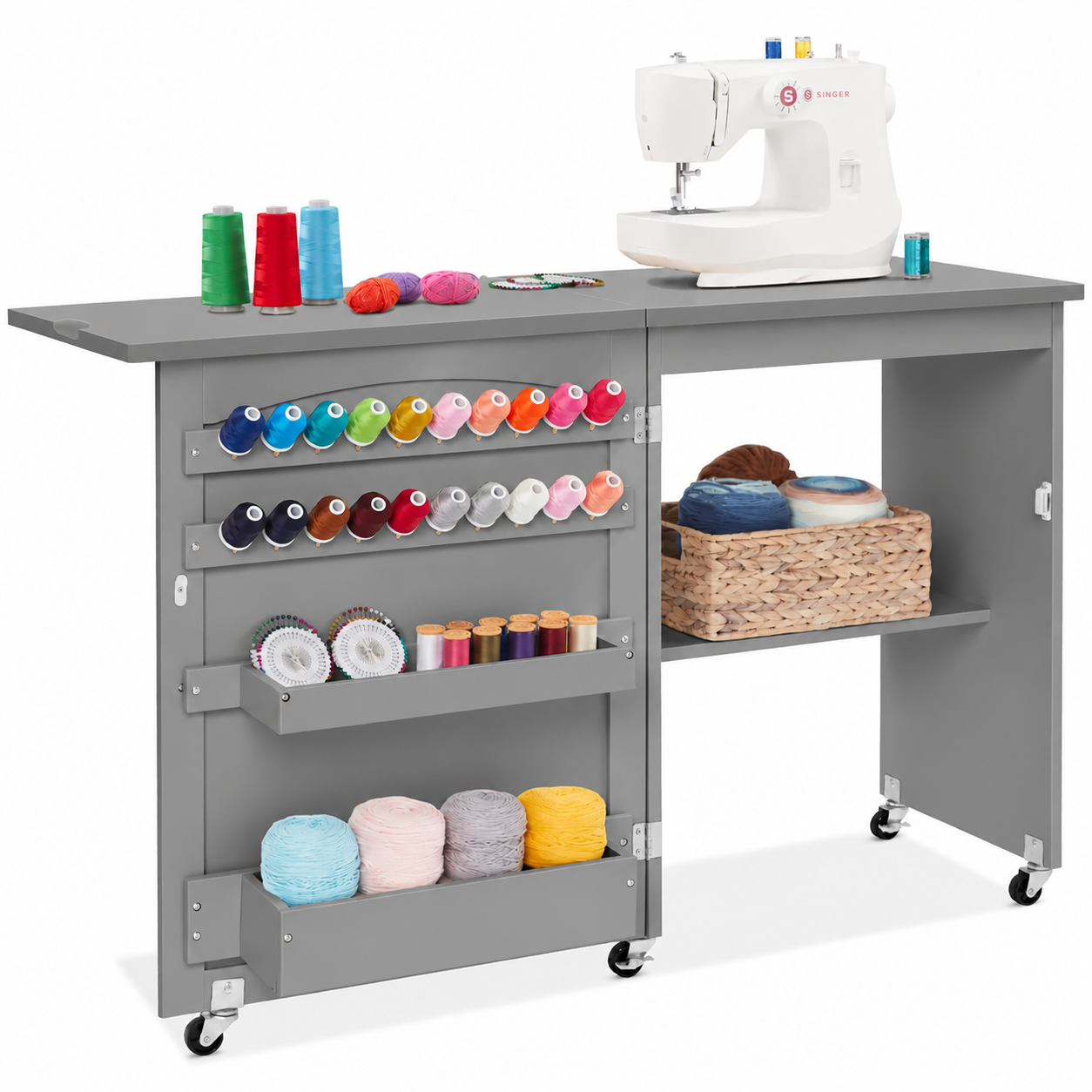 Best Choice Products Sewing Machine Table & Desk with Craft Storage
