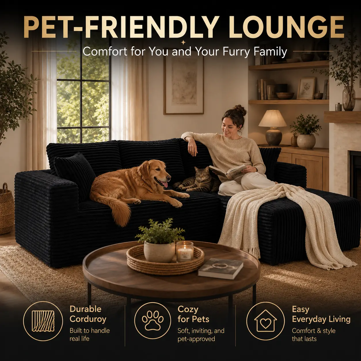 Gray 3-in-1 Modular Boneless Sofa with Memory Foam & Storage Ottoman