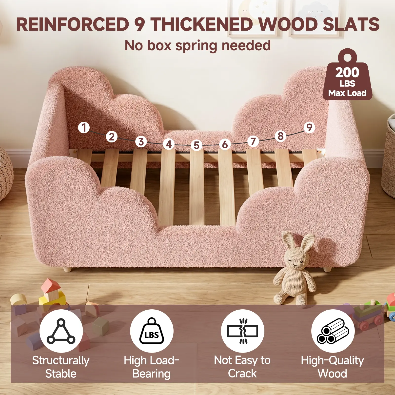 Toddler Bed Frame with Safety Railing