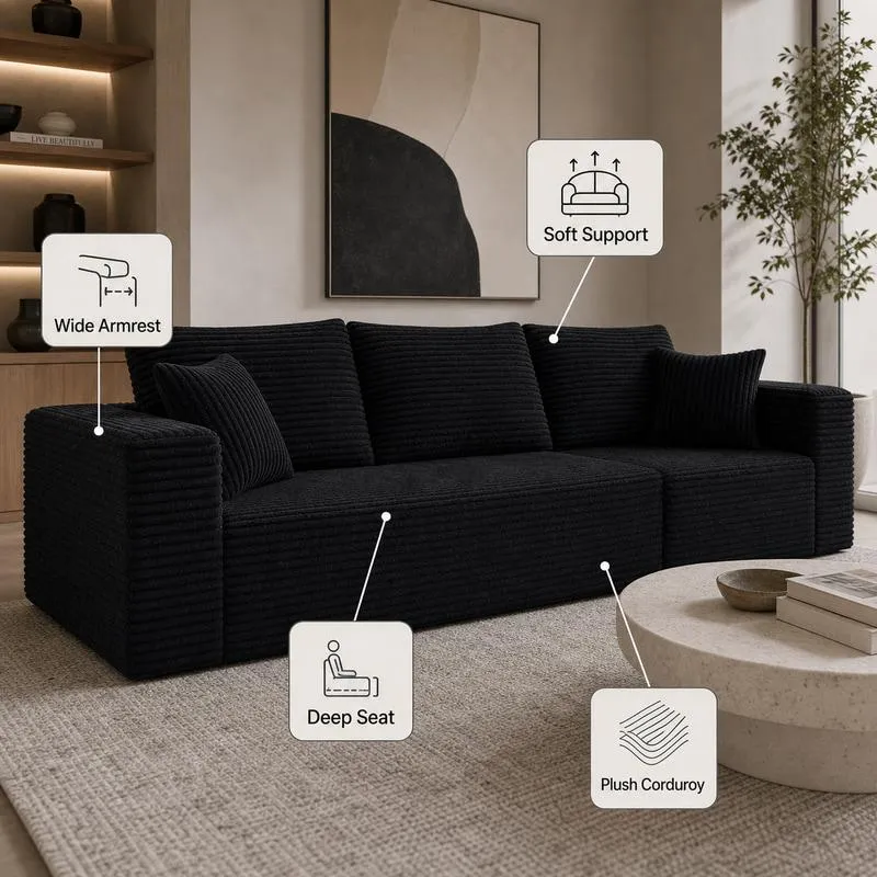 Gray modular boneless sofa