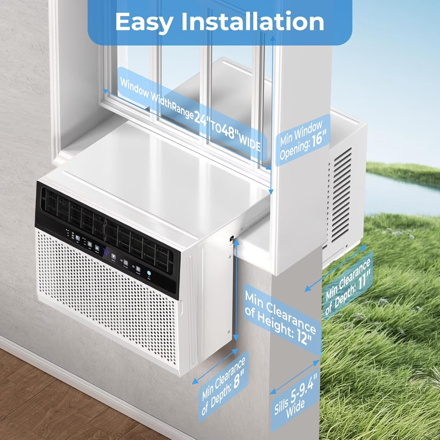 Window Air Conditioner , Window AC Unit Cools 450 Sq.ft w/ Wi-Fi & Remote