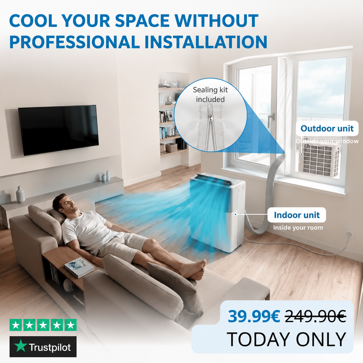 PortaSplit — Cools like a fixed AC, plugs in like a fan.