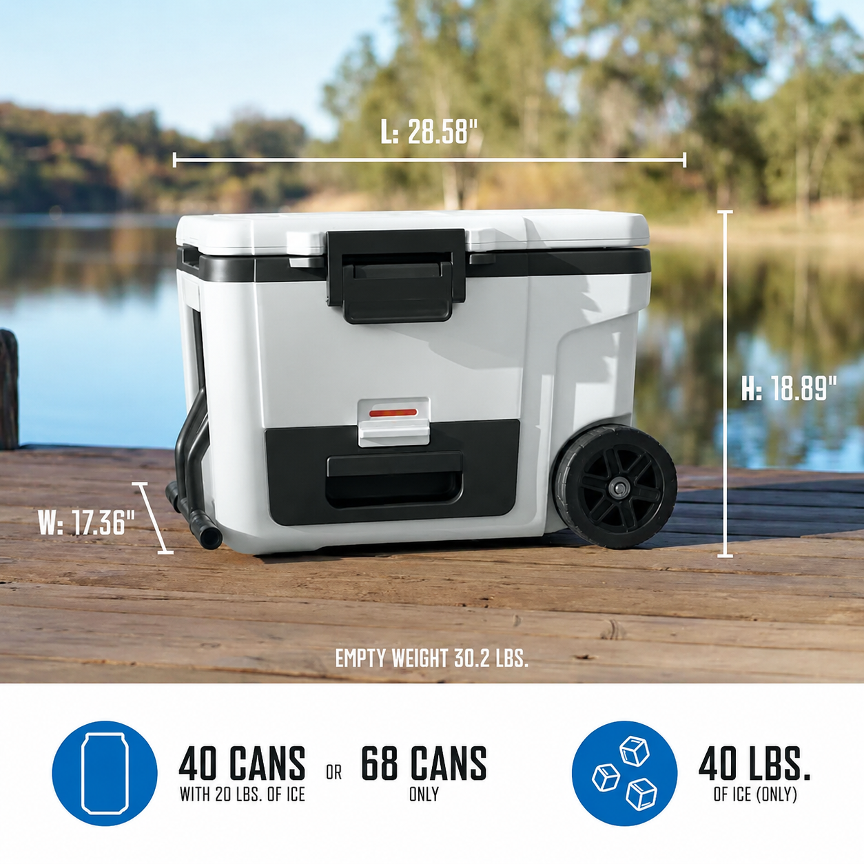 NJ FrostVault™ 45qt Wheeled Cooler with Dry Zone