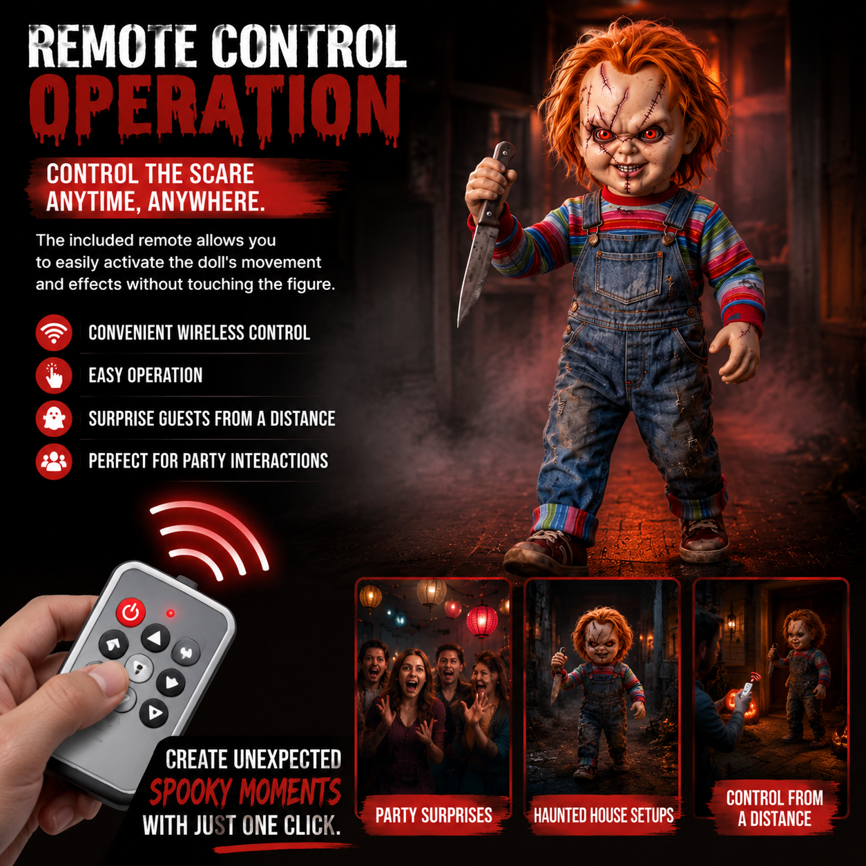 Motorized Animatronic Halloween Doll - TerrorTot Chucky withKnife