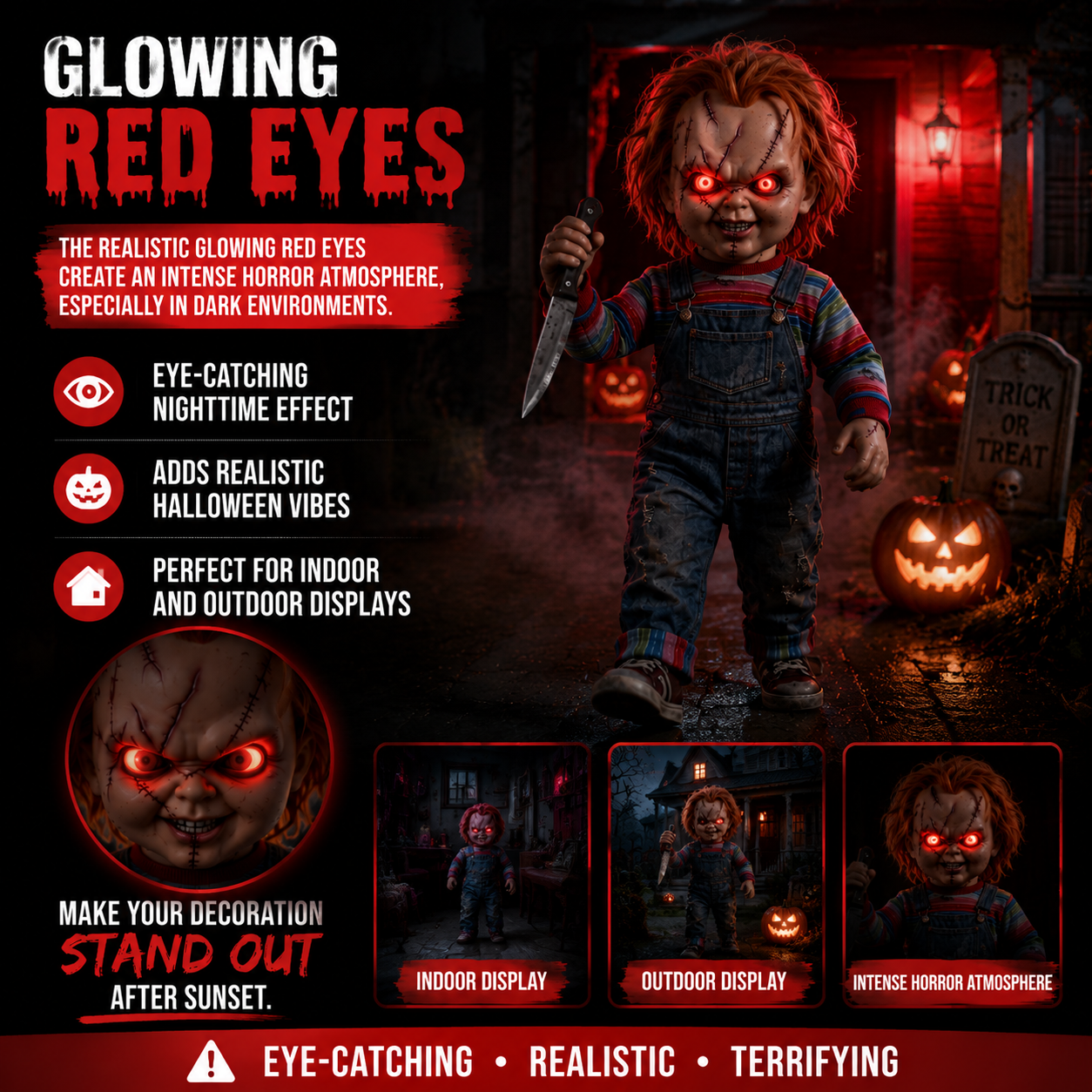 Motorized Animatronic Halloween Doll - TerrorTot Chucky withKnife