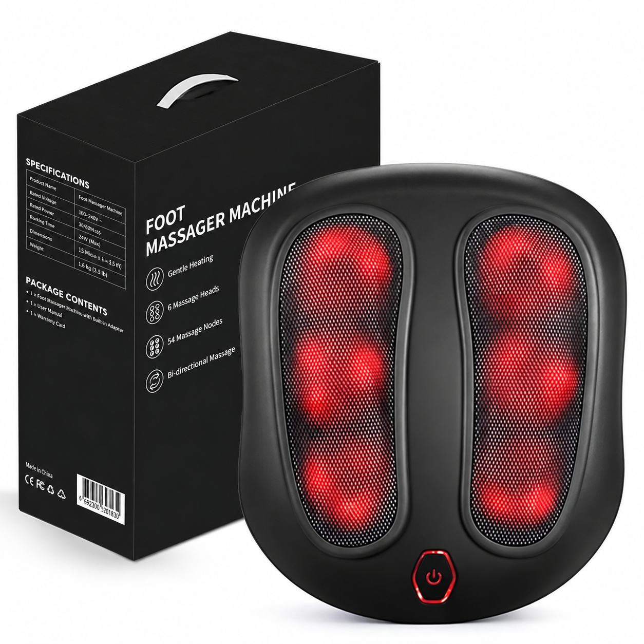 Nekteck Foot Massager with Heat and Infrared Heat Function - Electric Kneading Machine for Foot Relaxation