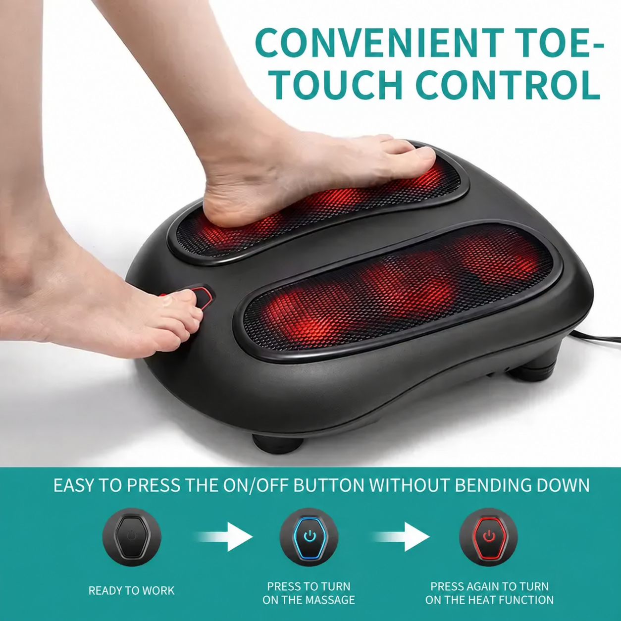 Nekteck Foot Massager with Heat and Infrared Heat Function - Electric Kneading Machine for Foot Relaxation