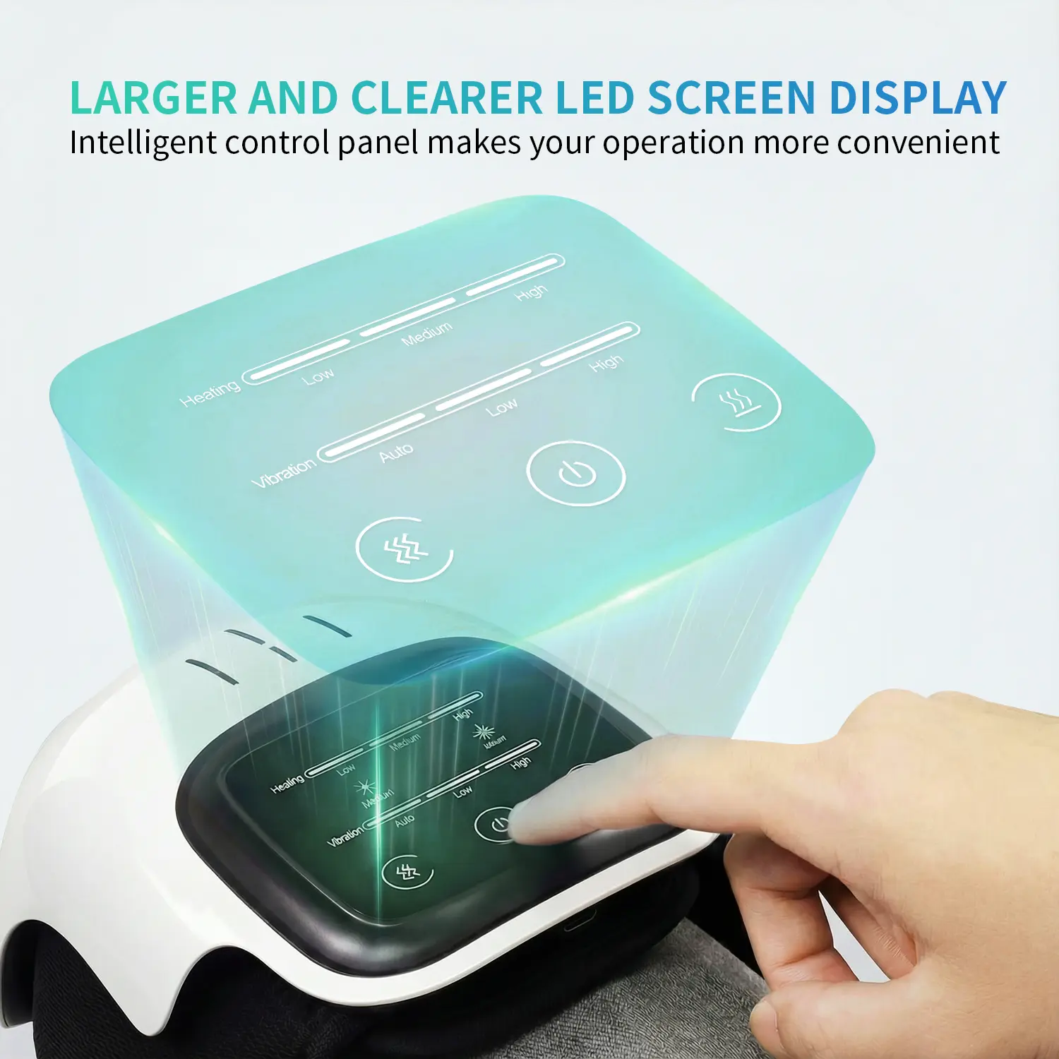 Cordless Knee Massager with Heat & LED Screen, White