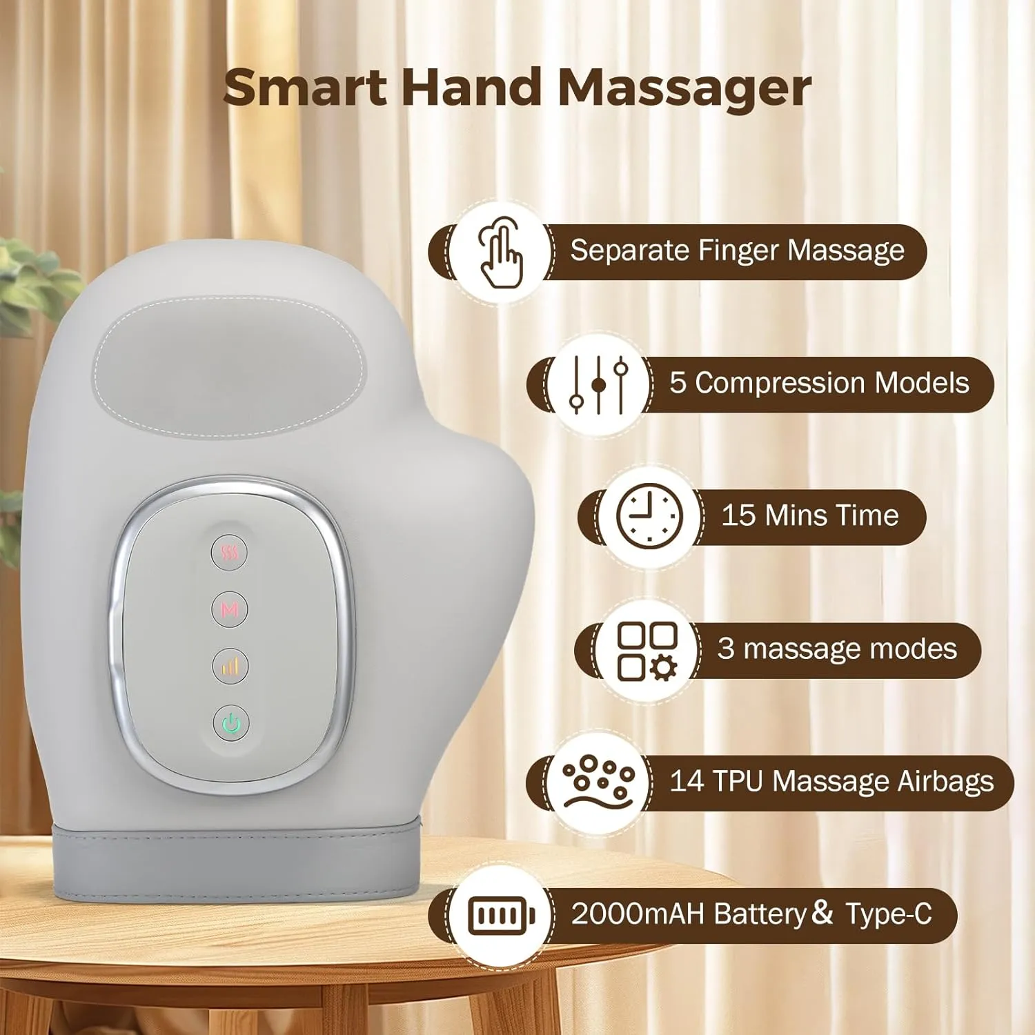 Cordless heated hand massager