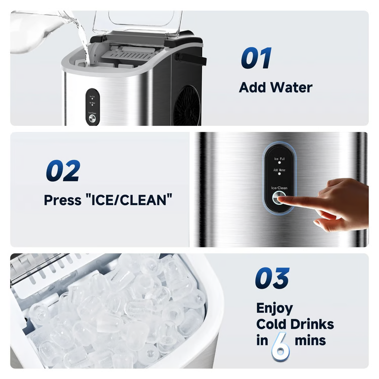 Premium Compact Ice Maker with Fast Cycle & Auto Clean Portable Countertop Ice Machine