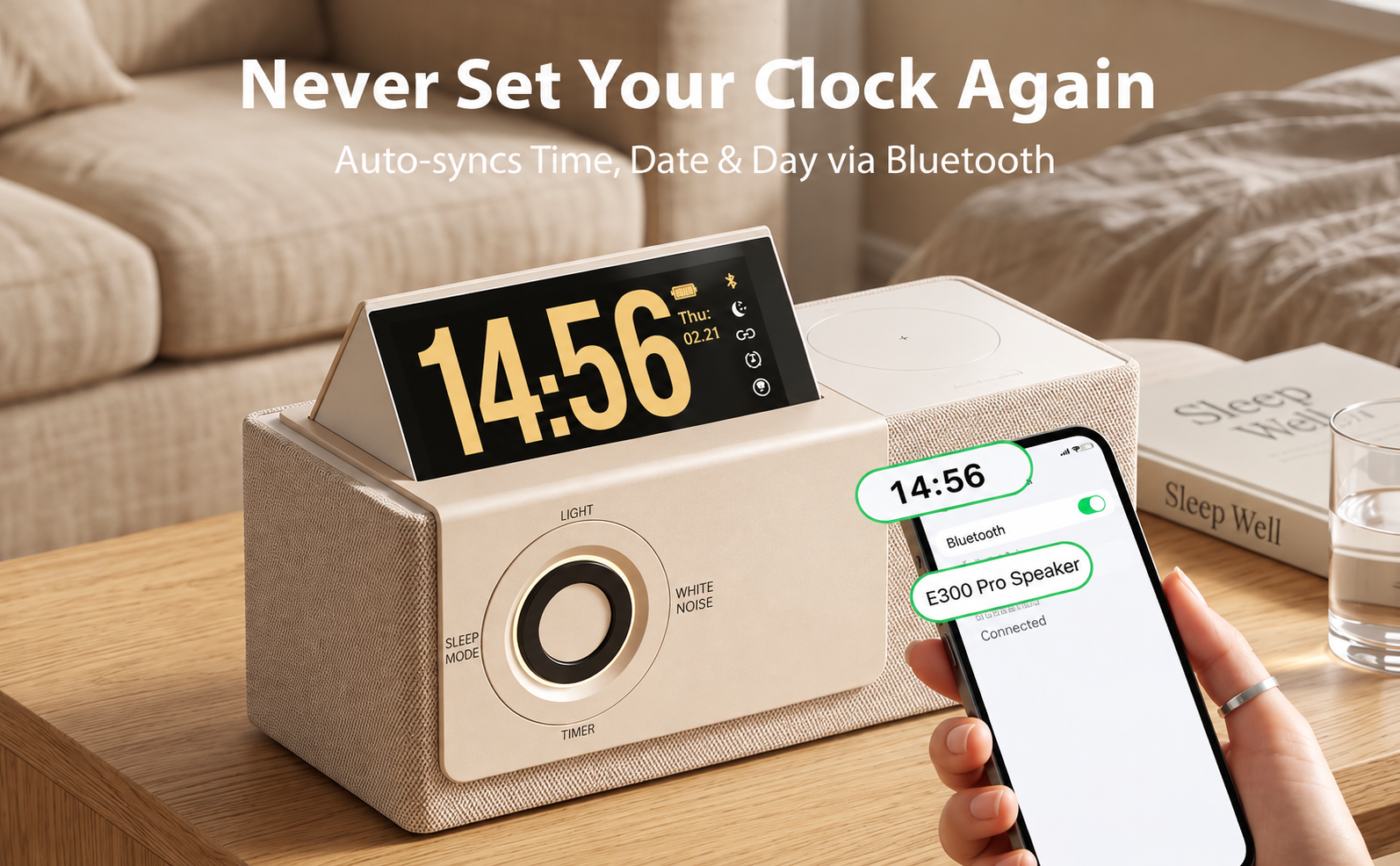 Bluetooth Auto Sync Desktop Clock