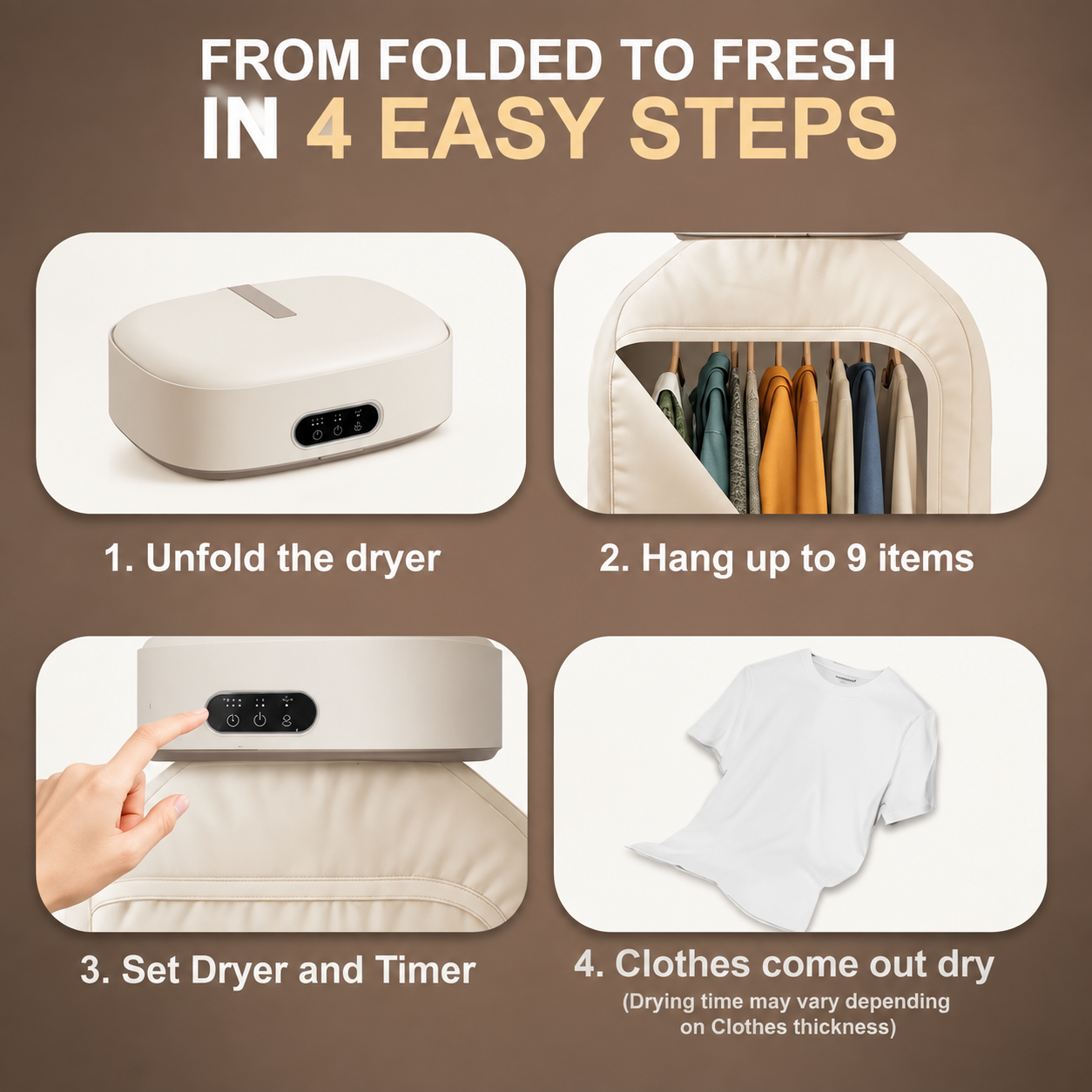Electric Portable Clothes Dryer, MOJOCO MJC-T03