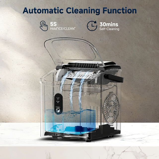 Premium Compact Ice Maker with Fast Cycle & Auto Clean Portable Countertop Ice Machine