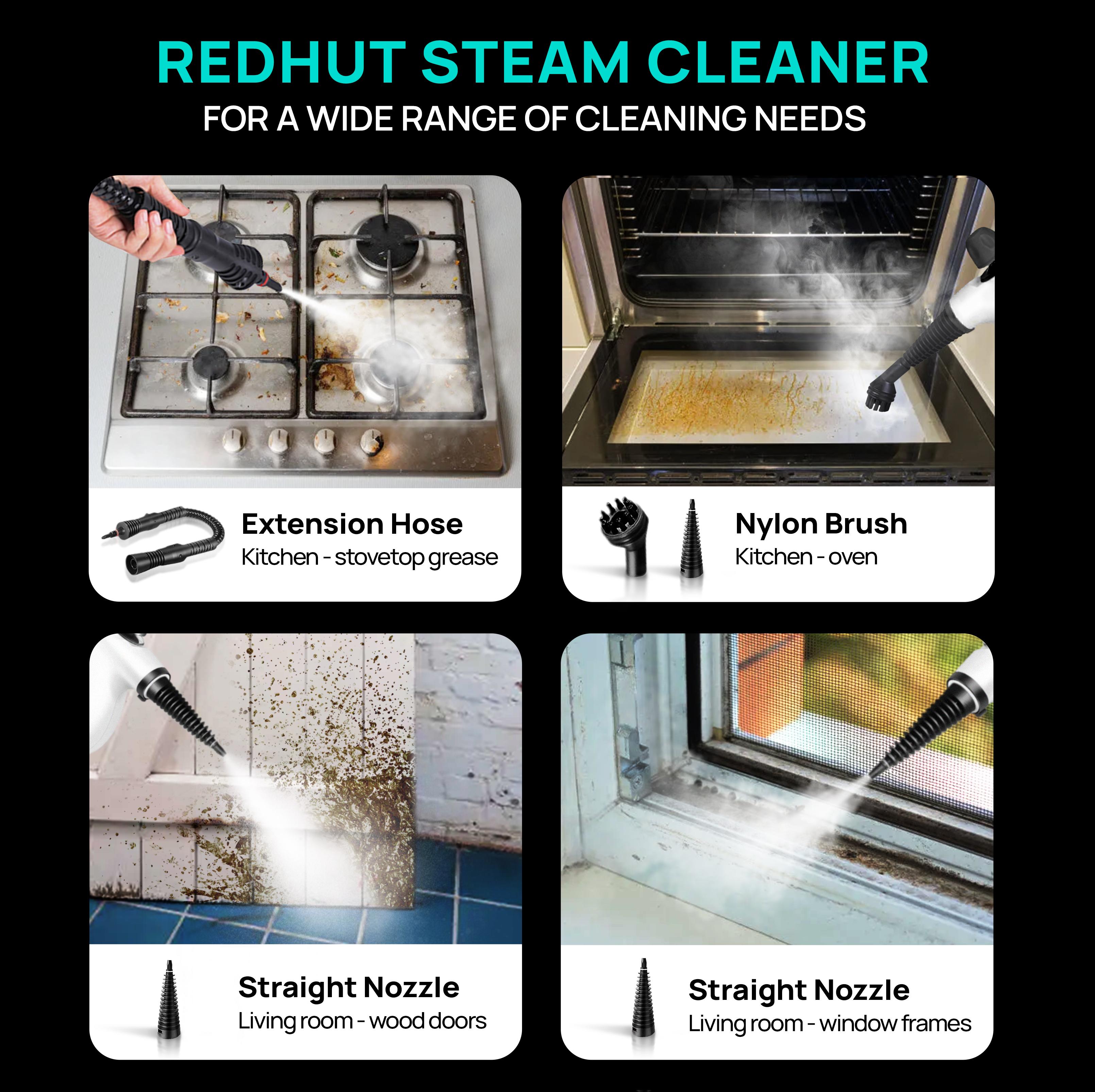 Redhut 2026 New Corded Pressurized Portable Handheld Multi-Surface Natural Steam Cleaner - 1050W Power, 120V US Plug, 350ml, 120℉ Deep Clean, 12 Accessories, Chemical-Free Family-Safe Home Supply