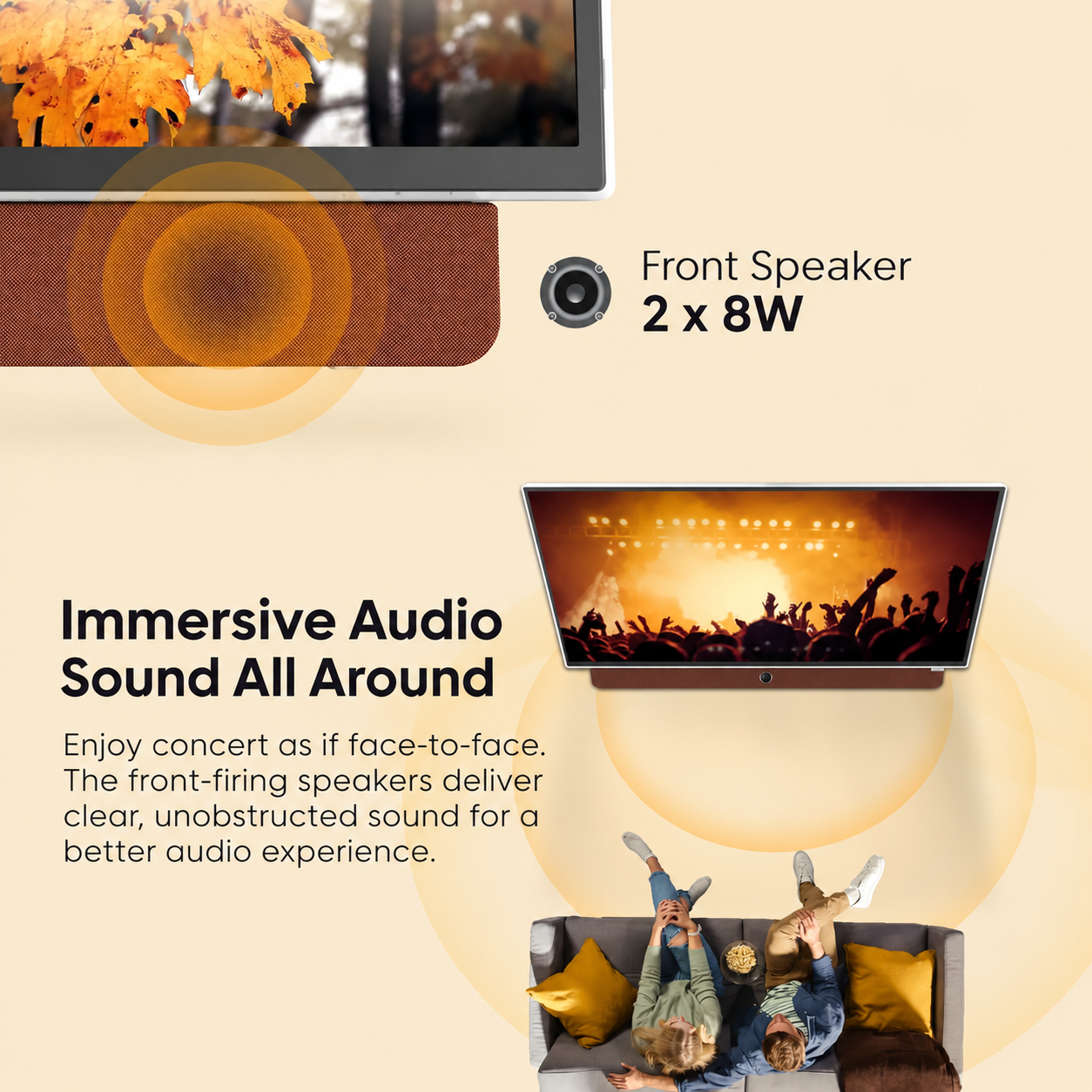 24-Inch Portable Google TV with HDR10 and Leather Frame