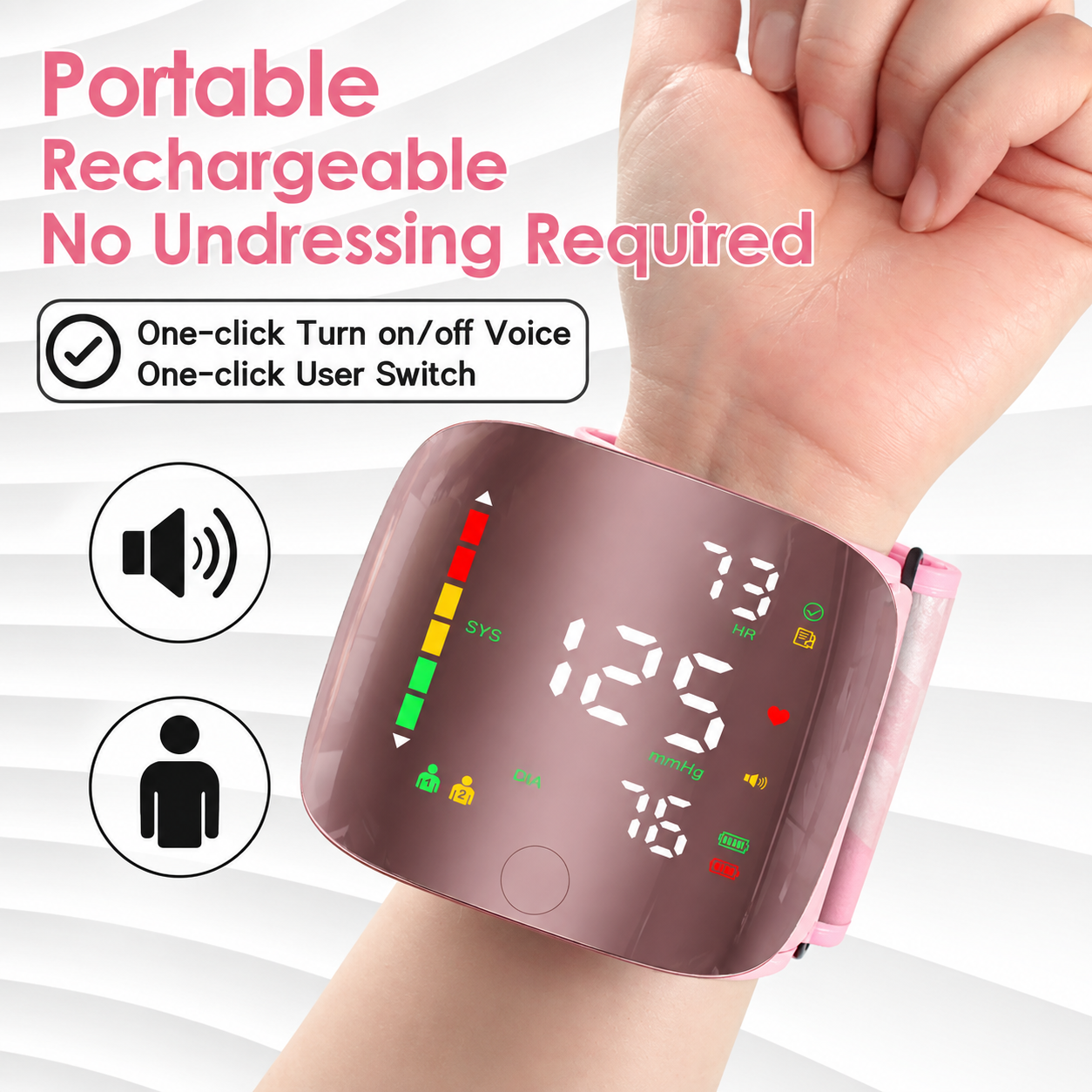 Wrist BP Monitor, Type-C LED Display