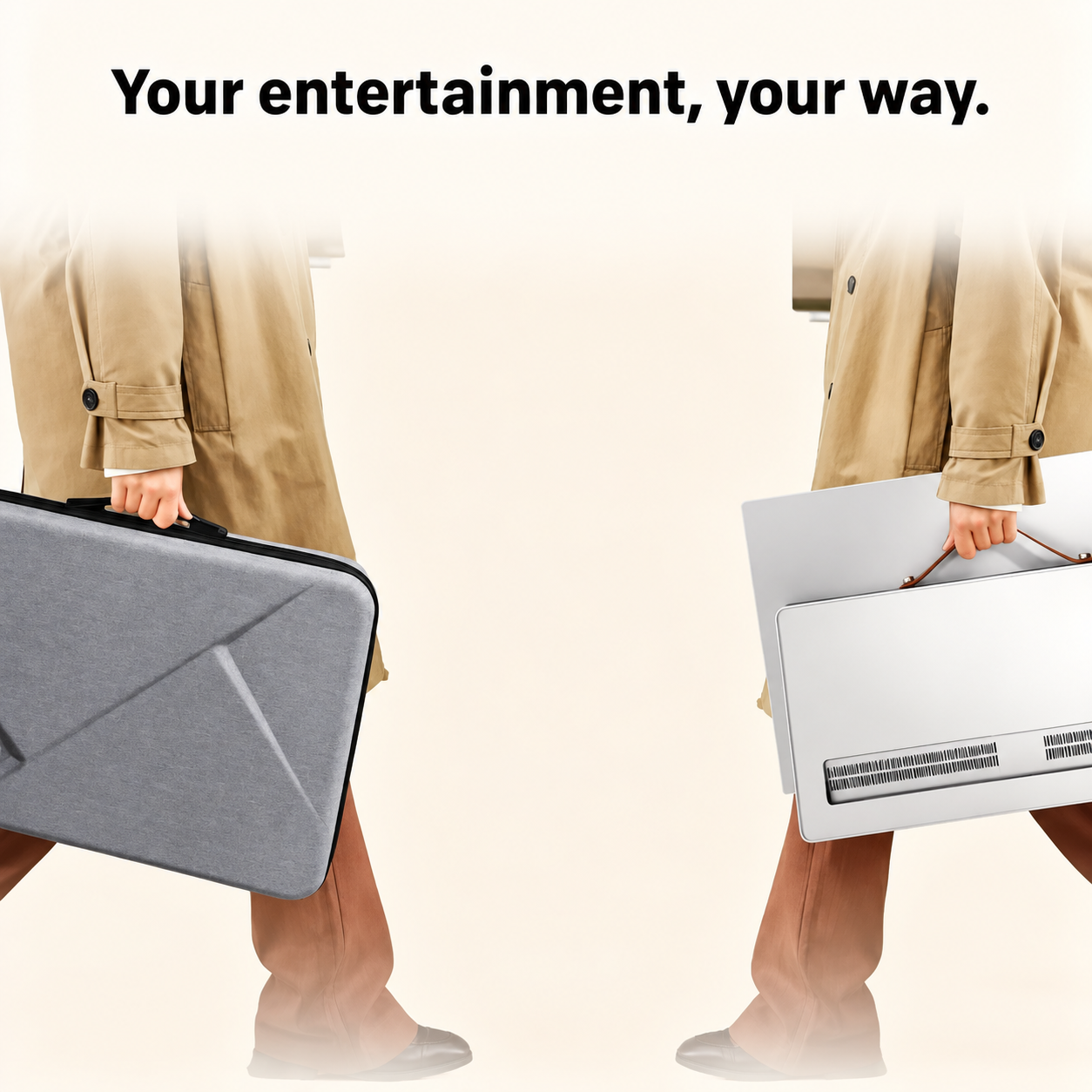 24-Inch Portable Google TV with HDR10 and Leather Frame