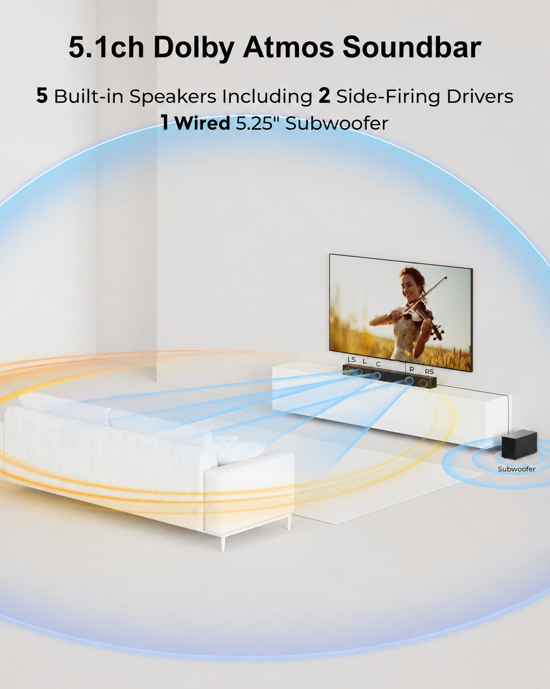 ULTIMEA 5.1CH Surround Sound Bar System with Dolby Atmos, Poseidon M60 product feature image