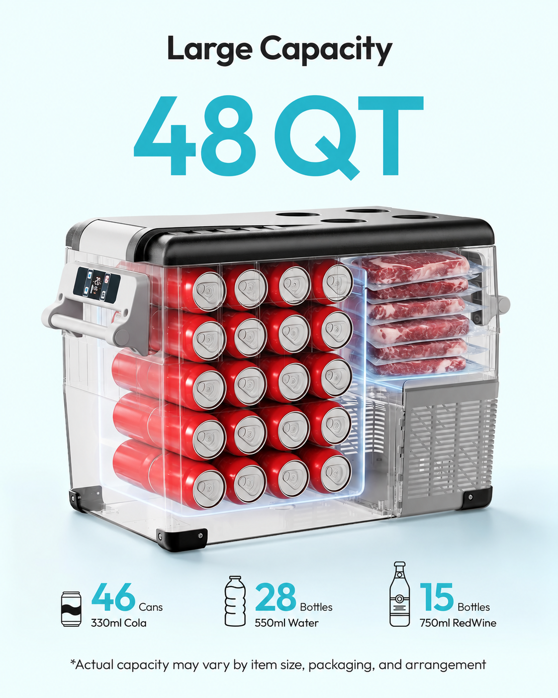 48QT portable refrigerator capacity