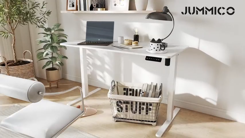 JUMMICO Height-Adjustable Desk with USB Charging Port, 120 x 60 cm, Electric Desk, Standing Seat, Table, Adjustable Computer Desk, Grey