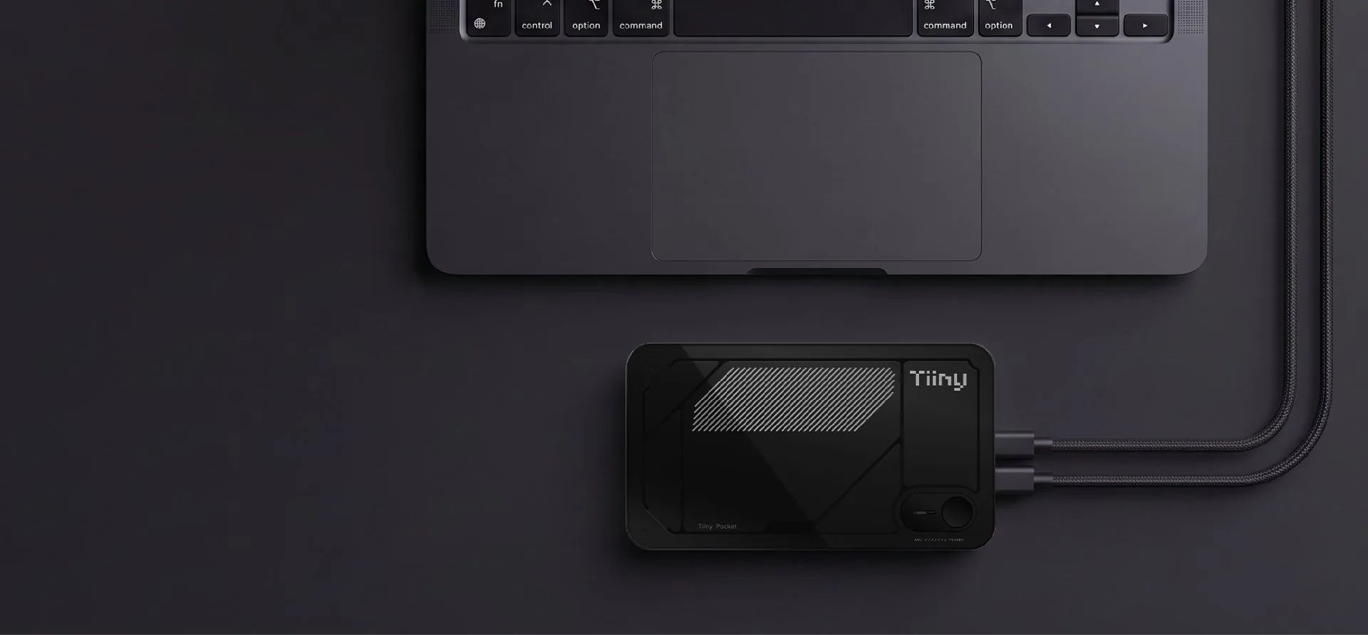Tiiny AI Pocket connected directly to a laptop