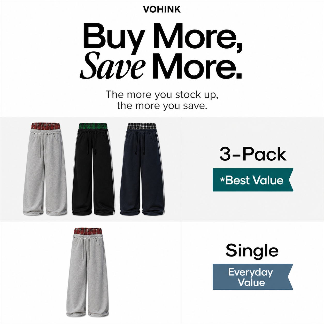 Women's Double-Waist Plaid Wide-Leg Sweatpants - Buy More Save More