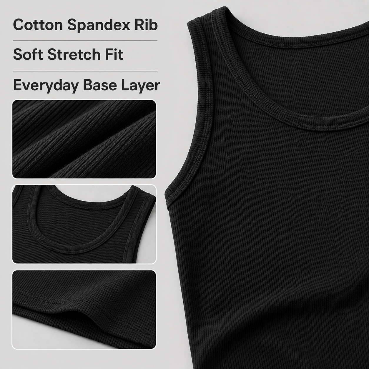 Men's Cotton Spandex Fitted Tank 10-Pack - detail 01 features