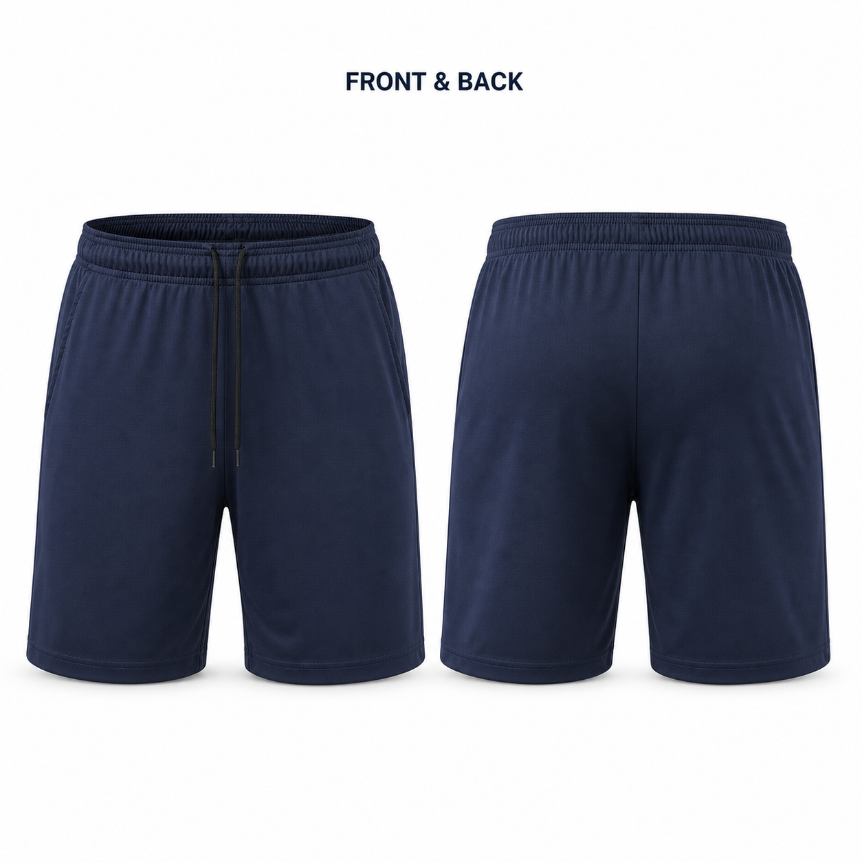 Men's Quick Dry Athletic Gym Shorts Packs - 5-Pack & 8-Pack - front and back construction detail