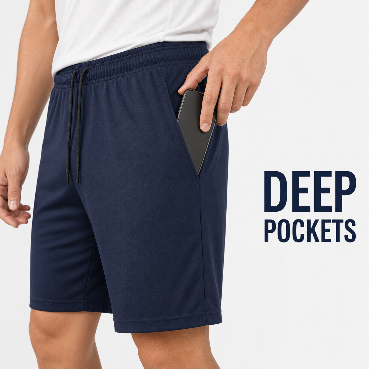 Men's Quick Dry Athletic Gym Shorts Packs - 5-Pack & 8-Pack - deep side pocket detail