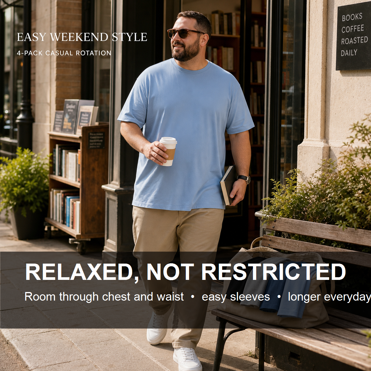 Men's Big & Tall Relaxed Casual Crew Neck T-Shirts 4-Pack detail 2