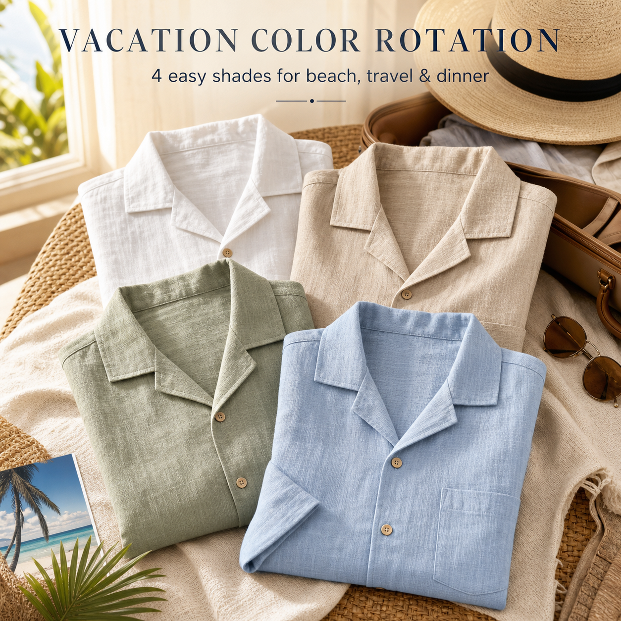 Men's Linen-Look Short Sleeve Vacation Shirts 4-Pack - detail 03 pack value