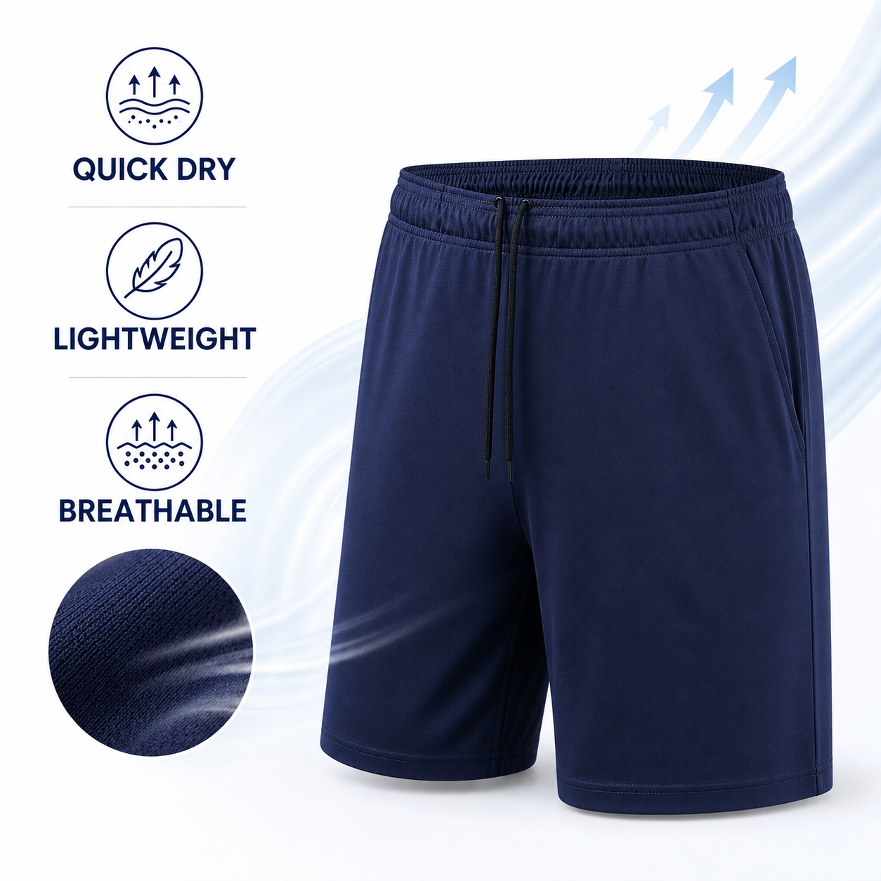 Men's Quick Dry Athletic Gym Shorts Packs - 5-Pack & 8-Pack - quick dry lightweight breathable detail