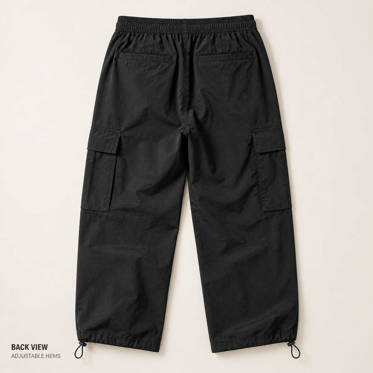 Men's Lightweight Water-Resistant Parachute Cargo Pants 8-Pack - back view adjustable hems