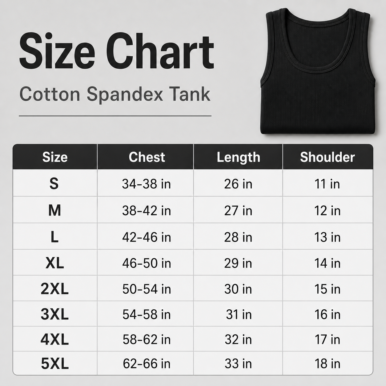 Men's Cotton Spandex Fitted Tank 10-Pack - detail 04 size chart