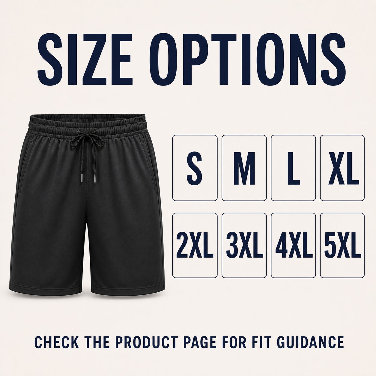 Men's 8-Piece Smooth Polyester Drawstring Athletic Shorts Set - available size options from S through 5XL