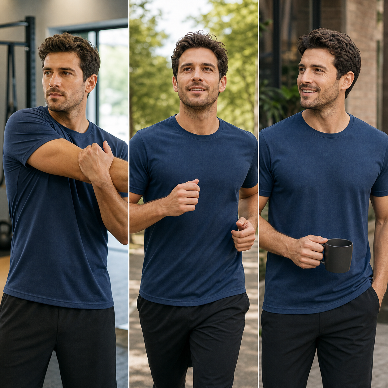 Men's 7-Pack Moisture Wicking Quick Dry Crew Neck T-Shirts - detail