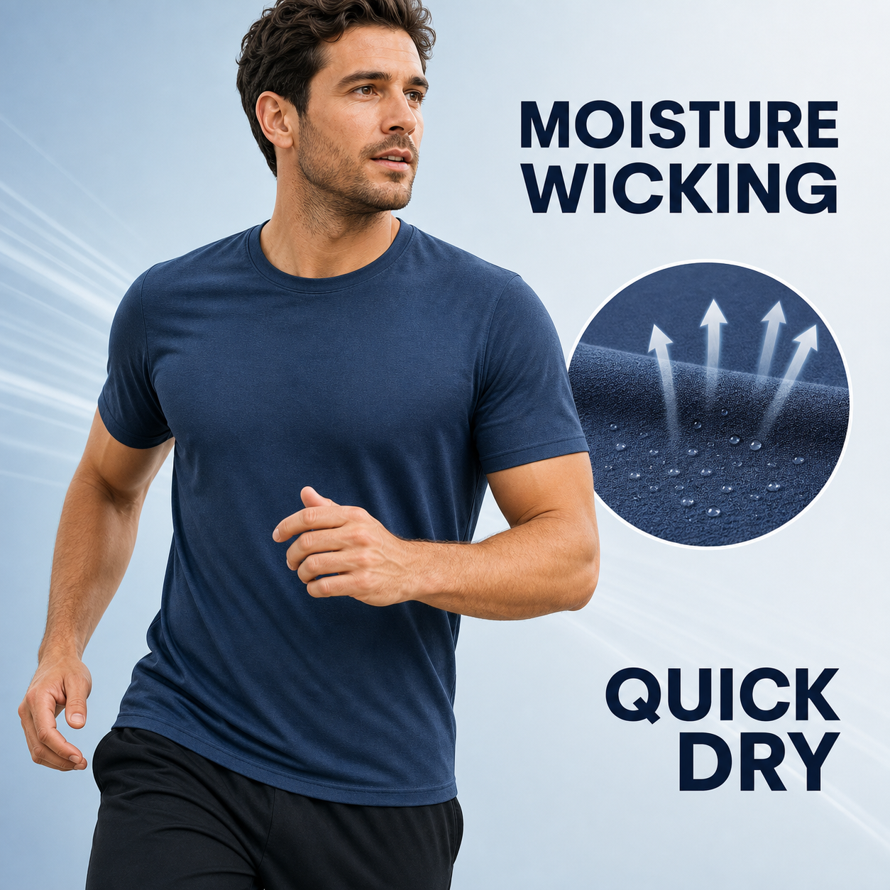 Men's 7-Pack Moisture Wicking Quick Dry Crew Neck T-Shirts - detail